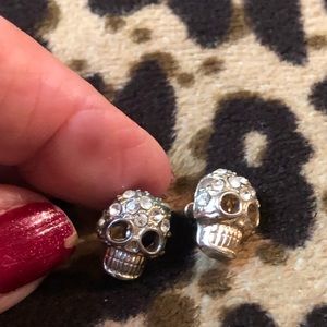 Bling skull earrings worn one time with white stones